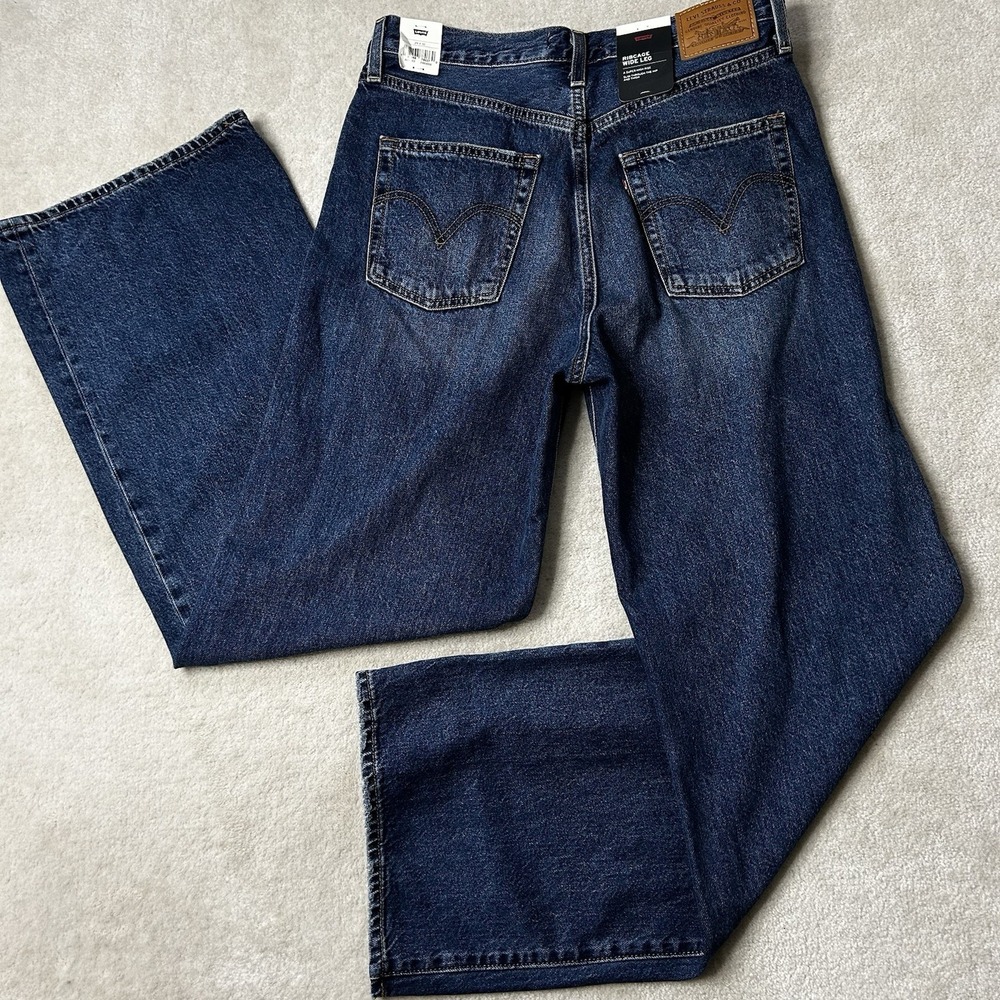 Levi's Premium Ribcage Wide Leg Jeans Women's 29x32 Medium Wash Denim - Picture 2 of 8